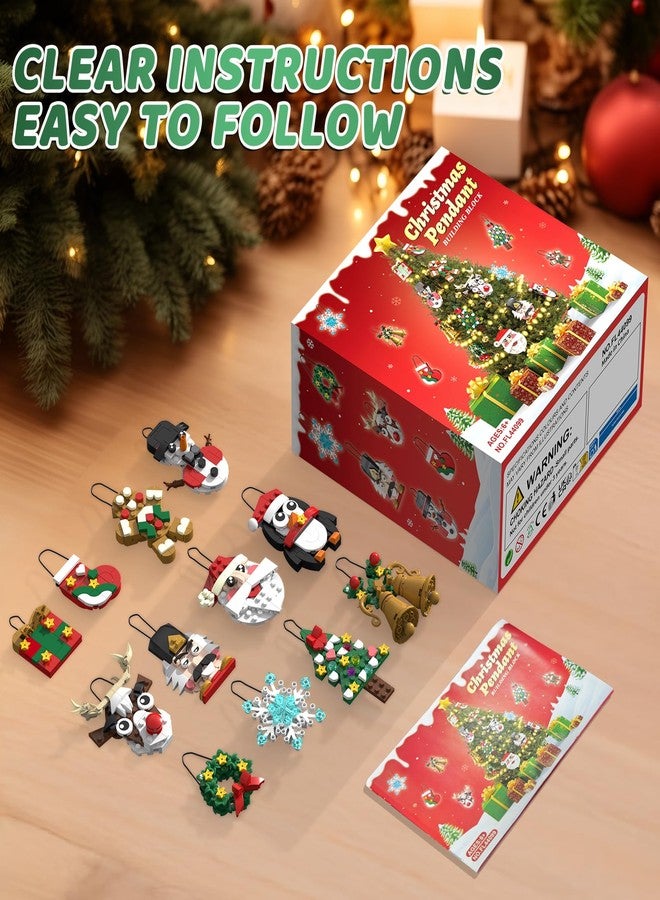 MOONTOY Christmas Ornaments Building Blocks Set,12 PCS Christmas Ornaments Building Kit, Santa, Snowman, Reindeer, Christmas Tree, Snowflake, Stocking, Stocking Stuffers Decor Toys Gifts for Boys Girls Kids - Image 4
